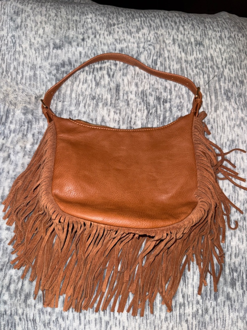 Steve Madden Brown Fringe Leather Shoulder Bag